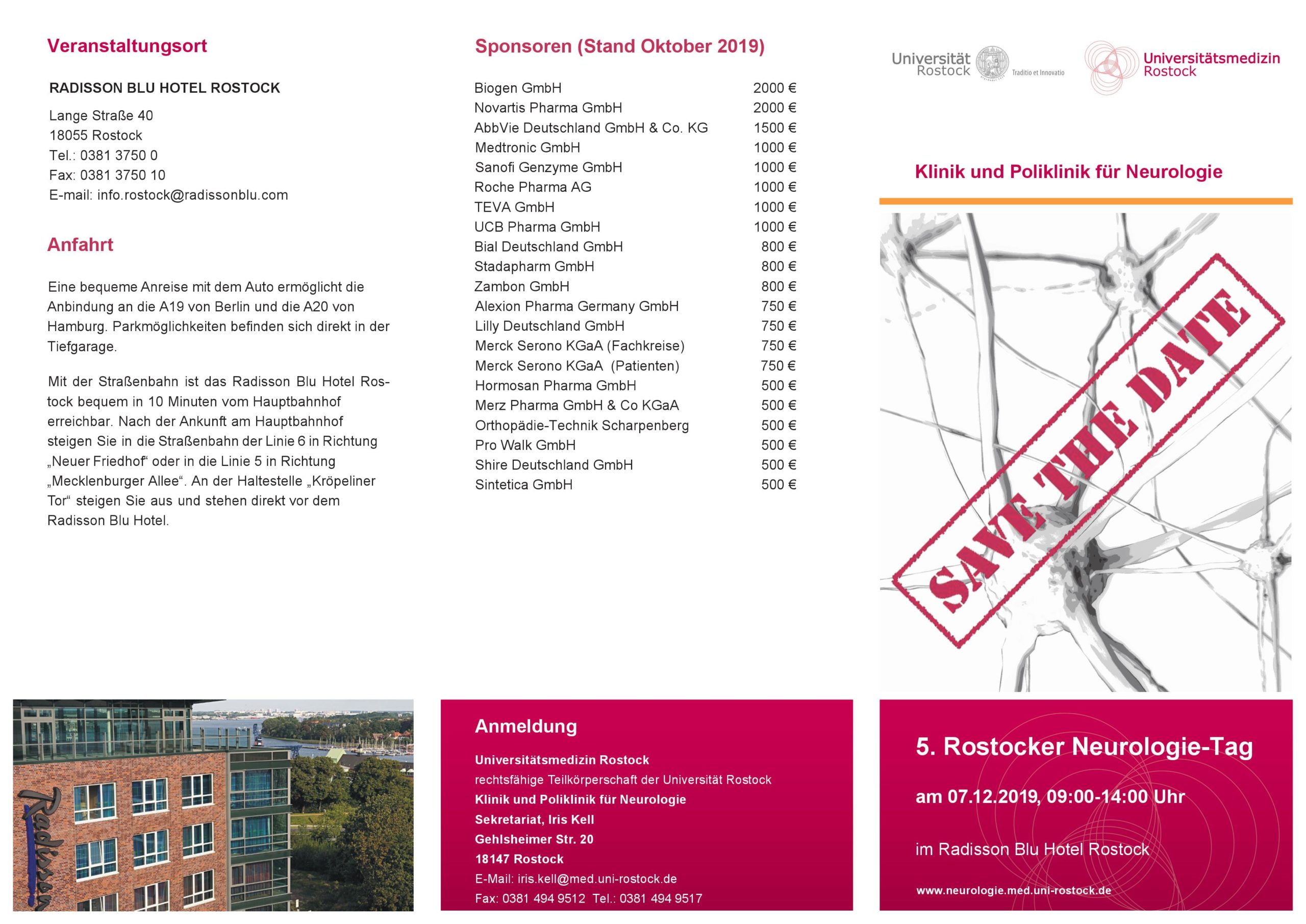 Besucht uns auf dem 5. Rostocker Neurologie-Tag am 07.12.2019